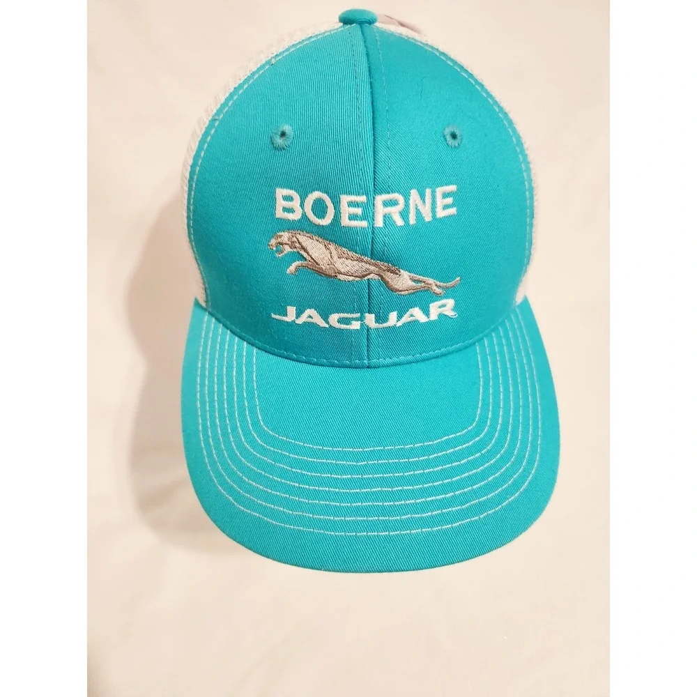 GameGuard Boerne Jaguar Trucker Cap Carribean Blue White Mesh Snapback Advertise